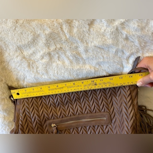 Moda Luxe Expresso brown M/L handbag faux leather abstract herringbone design. J - Picture 8 of 11